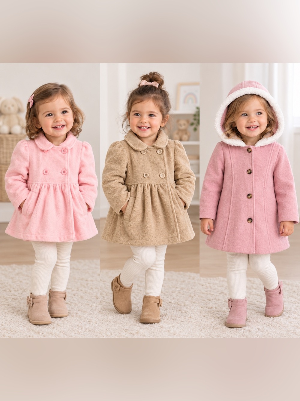 Bundle Toddler Coats 24M Pink and Beige, Lavender SHEIN